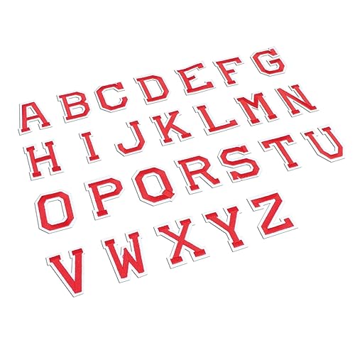 EPIGEIST 26 Stück Teiliges Buchstaben Patches Rote Aufbügelbare Stoffaufnäher für Kleidung Hüte und Jeans DIY Accessoire Langlebig und Hautfreundlich Einfach Anzubringen von EPIGEIST