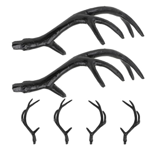EPIGEIST 3 Paar Diy Geweih Stirnband Halloween Cosplay Tierhörner Haarreif Realistisch Geformt Leicht und Komfortabel Vielseitig für Kostüm und Partydekor Mittlere Schwarz von EPIGEIST