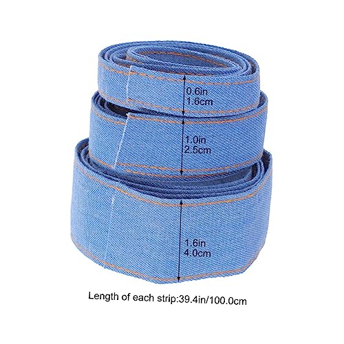 EPIGEIST 3 Stück Denim Stoffband Gelbe Steppnaht Double sided Jeans Bänder für DIY Haarspangen Bekleidungszubehör Handgemachte Schleifen Nähen von EPIGEIST