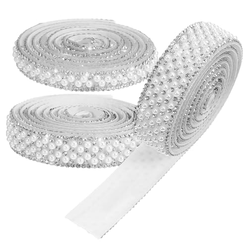 EPIGEIST 3 Stück Perlen Strassband Teilig Selbstklebend mit Breiten Strasssteine und Weiße Perlen Glasverzierung für DIY Schmuck Basteln und Textilien EPIGEIST 3 Stück Perlen Strassband Teilig Selbstklebend mit Breiten Strasssteine und Weiße Perlen Glasverzierung für DIY Schmuck Basteln und Textilien von EPIGEIST
