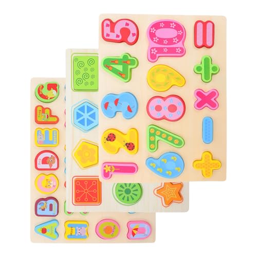 EPIGEIST 3-teiliges Montessori-Puzzle-Set Aus Holz – Sortierbrett Für Kleinkinder, Alphabet, Zahlen, Formen, Früherziehung, Mathe-Spielzeug Für Kinder, Jungen, Mädchen, Vorschule, von EPIGEIST