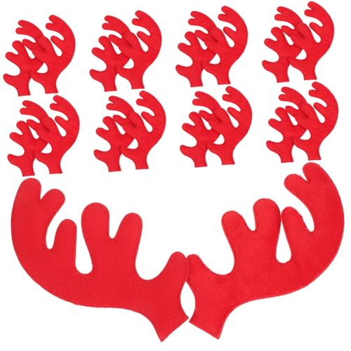EPIGEIST 30 Stück Teiliges DIY Hirschgeweih aus Stoff Weiche Kleine Rentiergeweihe für Basteln Haarreifen Weihnachtsdeko und Partyaccessoires Rot Weihnachtsdekoration für Kreative von EPIGEIST