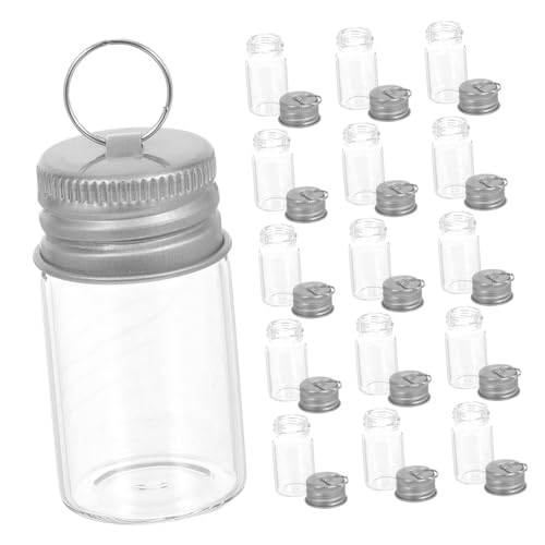 EPIGEIST 30 Stück Teiliges Mini-wunschflaschen aus Bruchsicherem Glas mit Silbernem Deckel und Haken Transparente DIY Charms für Reisen Geburtstage und Persönliche Dekoration von EPIGEIST