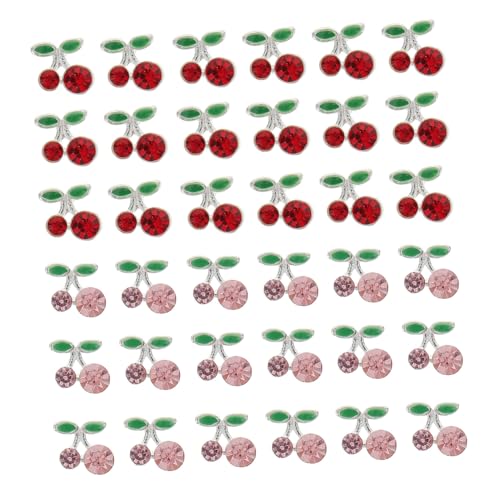 EPIGEIST 36 Stück Teiliges Kirsch Nail Art Schmuck Langlebige Legierung Glänzende Rote und Pinke Strasssteine Kreative Nagelverzierung für Professionelle Maniküre und DIY Festliche von EPIGEIST