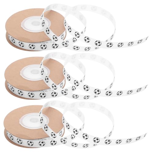 EPIGEIST 3Roll Fußball-geschenkband Yards Langlebiges Satinband mit Fußballmuster Vielseitig für Geburtstags Partydekoration für Jungen Geschenkverpackung von EPIGEIST