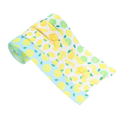 EPIGEIST 4 Rollen Zitronenmuster Bastelband DIY Geschenkband Party Dekoratives Schleifenband Langlebiges Formbares Verpackungsband für Haaraccessoires und Scrapbooking von EPIGEIST