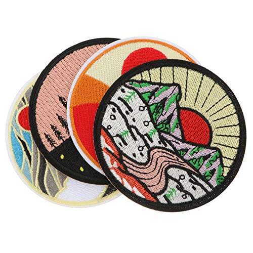 EPIGEIST 4 Stück DIY Patches Runde Dekorative Gestickte Aufnäher für Kleidung Taschen Schuhe und Hüte zum Reparieren und Verschönern von Textilien von EPIGEIST