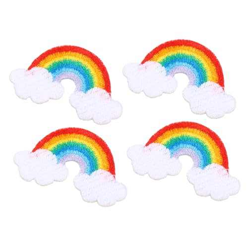 EPIGEIST 4 Stück Regenbogen Aufnäher Selbstklebend DIY Stickerei Patches für Kleidung Taschen und Bastelprojekte Bunte Gestickte Applikationen zur Personalisierung von EPIGEIST