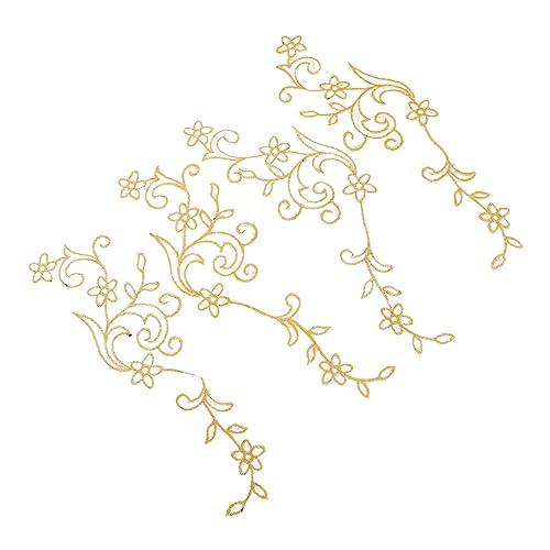 EPIGEIST 4 Stück Stickerei-Patch für Kleidung Kleiderflicken Blumen- nähen Kleidungsflicken gehäkelte Nähflicken Stich gestickte Blumenaufkleber Kleidung Stoffflecken Beige von EPIGEIST