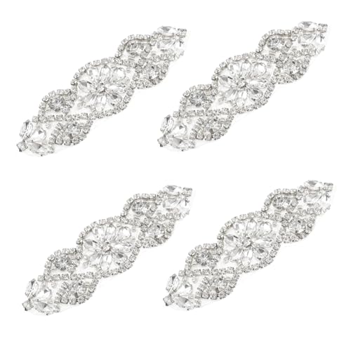 EPIGEIST 4 Stück Strass Taillengürtel DIY Wasserfeste Rhinestone Applikationen mit Heißklebebeschichtung für Brautkleid Abendkleid DIY Bekleidungsdeko Kleid Gürtel Patches von EPIGEIST