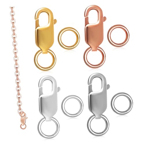 EPIGEIST 4 Stück Teiliges Armbandverschluss mit Karabinerverschlüssen aus Silber in Silber Weißgold Gold und Roségold Inklusive Geschlossener Biegeringe für DIY Schmuckherstellung und EPIGEIST 4 Stück Teiliges Armbandverschluss mit Karabinerverschlüssen aus Silber in Silber Weißgold Gold und Roségold Inklusive Geschlossener Biegeringe für DIY Schmuckherstellung und von EPIGEIST
