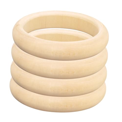 EPIGEIST 4 Stück Teiliges Holzarmbänder zum Bemalen Unbehandelte Holzringe für Schmuckherstellung DIY Armband Basteln Erwachsene Handgemacht Natürliche Holzbänder von EPIGEIST