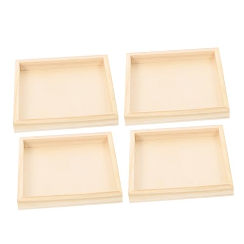 EPIGEIST 4 Stück Teiliges Holztabletts Quadratische Aufbewahrungstabletts aus Robustem Holz Organizer für Puzzle und Bausteine Praktische Puzzle Aufbewahrungsbox für Zuhause von EPIGEIST