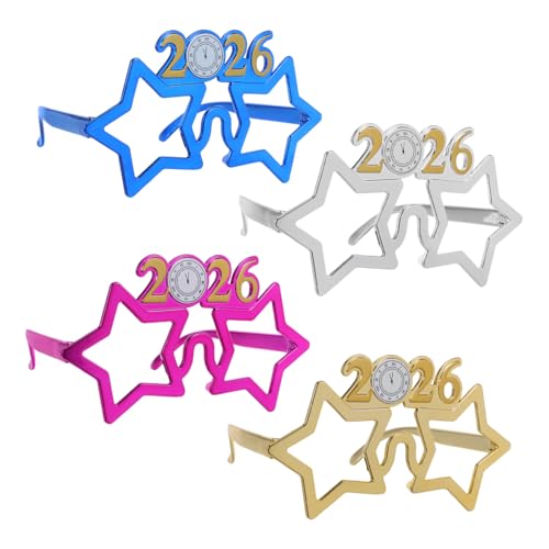 EPIGEIST 4 Stück Teiliges Neujahrsbrillen Kreative Zahlenbrille für Silvesterfeiern Foto Accessoire in Gold Silber Blau für Partys und Festliche Veranstaltungen von EPIGEIST