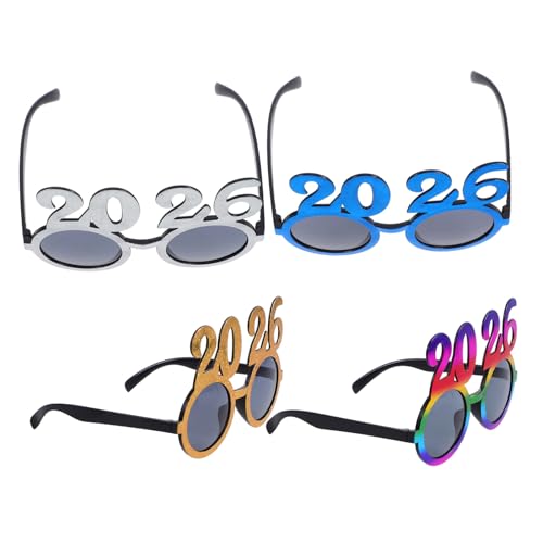 EPIGEIST 4 Stück Teiliges Partybrillen aus Robustem Pc Material Leuchtend Bunte Neujahrsbrillen Bequeme und Einzigartige Silvester Accessoires für Geburtstags und Feiertagspartys von EPIGEIST