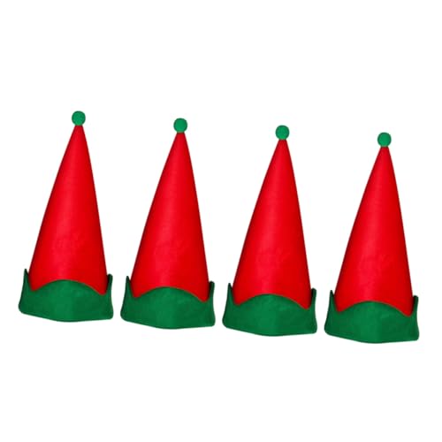 EPIGEIST 4 Stück Weihnachts Elfen Spitzhüte Rot Lustige Weihnachtsmütze für Party Leicht Tragbar Komfortabel Festliche Accessoires für Weihnachtsfeier und Familienfeiern von EPIGEIST