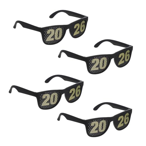 EPIGEIST 4 Stücke Partybrillen in Schwarz Kunststoff Zahlenbrille für Silvester Abschlussfeier Fotorequisiten Bunte Farbauswahl Auffälliges Design für Unvergessliche Partyfotos von EPIGEIST