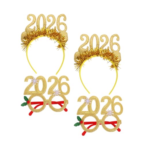 EPIGEIST 4 Stücke Teiliges Silvester Party mit Glitzer Headbands und Zahlenbrillen für Festliche Weihnachts und Neujahrsfeiern Auffällige Kopfbänder für Besondere Anlässe von EPIGEIST