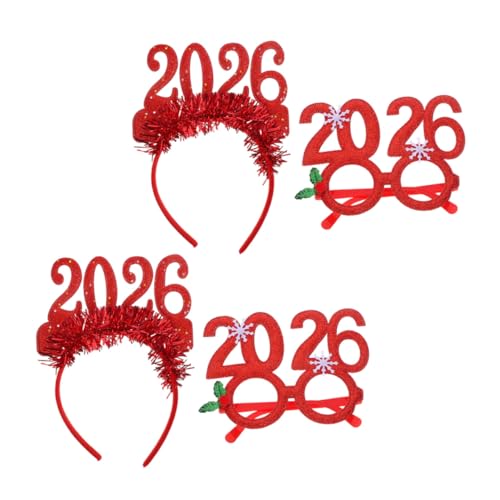 EPIGEIST 4 Stücke Years Eve Party Headbands Leichte Bunte Festliche Haarreifen und Glitzerbrillen für Weihnachts und Silvesterfeiern Komfortable Kopfbedeckung für Altersgruppen von EPIGEIST