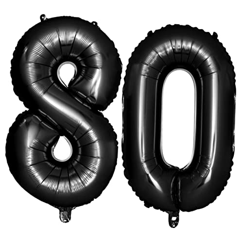EPIGEIST 40 80 Zahlenballons Nummernballons Schwarz Partyballons Jubiläumsballons Folienballons von EPIGEIST