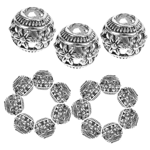 EPIGEIST 40 Stück Hohlrund Metallperlen aus Legierung für Schmuckherstellung Kleine Spacer Perlen zum Auffädeln Robust und Glatt für Armbänder DIY Originelles Bastelzubehör von EPIGEIST