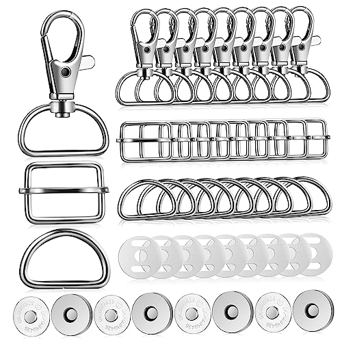 EPIGEIST 48Stücke Teiliges Zinklegierungs Schlüsselanhänger und Taschenverschlüsse D Förmige Schnallen Schiebeschnallen Magnetische Knöpfe für DIY Rucksäcke und Taschenaccessoires von EPIGEIST