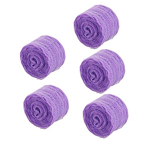 EPIGEIST 5 Rollen 45 Cm Spitze Stoffband Weihnachtsband Babyband Plissiertes Spitzenband Spitzenbesatz Rosa Schleife Strasssteine Perlenvorhänge Für Türen Glitzerband Lavender Polyestergarn von EPIGEIST