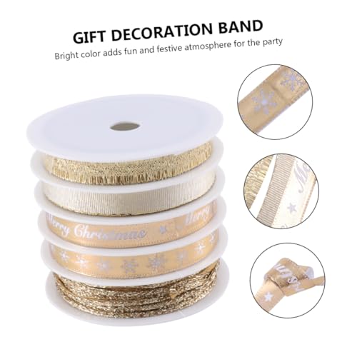 EPIGEIST 5 Rollen Weihnachtsband Gold Breit Bedrucktes Geschenkband für Geschenkverpackung DIY Basteln Partydeko Festliche Weihnachtsornamente EPIGEIST 5 Rollen Weihnachtsband Gold Breit Bedrucktes Geschenkband für Geschenkverpackung DIY Basteln Partydeko Festliche Weihnachtsornamente von EPIGEIST