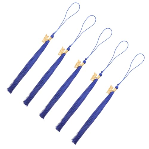 EPIGEIST 5 Stück Doktorhut Quasten hängende Ohr Abschluss Bachelor Abschlussball Abitur Quaste DIY -Abschlussquasten Abschlusshutschmuck Absolventendekorationen Absolvent Hut Polyester Blau von EPIGEIST