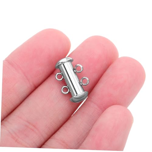 EPIGEIST 5 Stück Doppelreihenkettenschnalle Halskettenverschluss aus Edelstahl Schmuck Verschluss Edelstahlverschluss für Halskette Schmuck Schnallenverschluss Rostfreier Stahl Silber von EPIGEIST