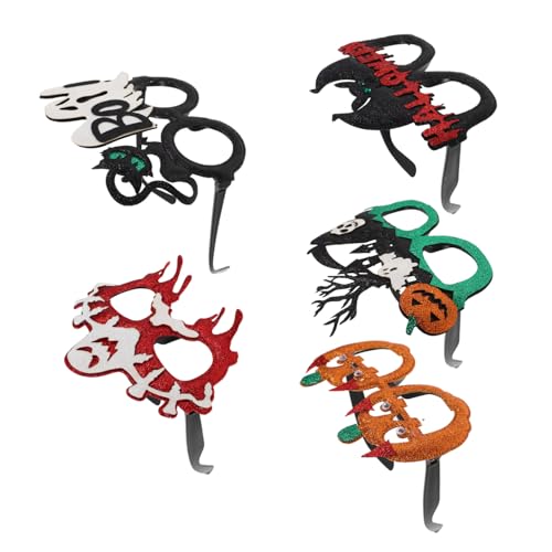 EPIGEIST 5 Stück Halloween Dekorative Brille Halloween -partyzubehör Fotokabine Leichte Lustige Brille Brillen-foto-requisiten Glitzertuch von EPIGEIST