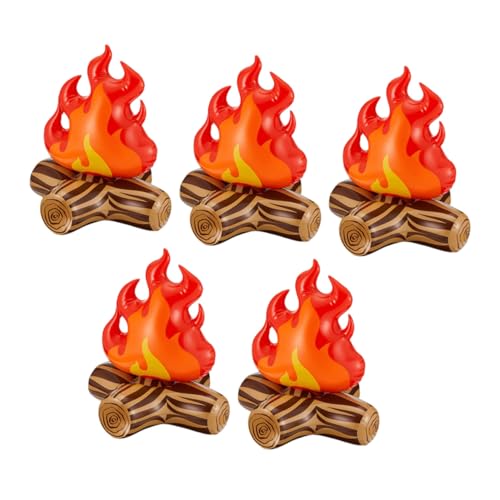 EPIGEIST 5 Stück Teiliges Aufblasbares Fake Realistische Flammeneffekte Feuersicher ohne Echtes Feuer Dekoratives Camping Feuer für Drinnen und Draußen Partydekoration von EPIGEIST