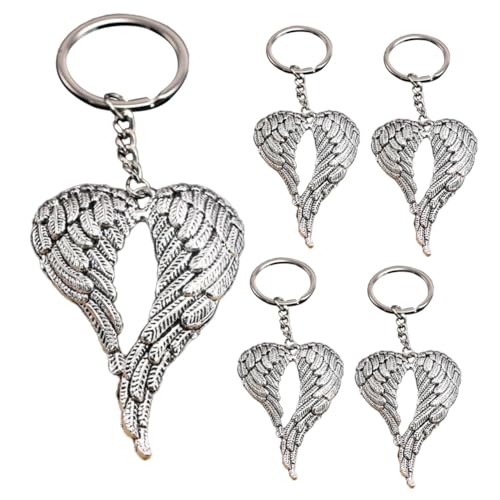 EPIGEIST 5 Stück Teiliges Engelsflügel Schlüsselanhänger Set Antikes Silber DIY Anhänger für Hochzeit Shower und Weihnachtsdeko Niedliche Schlüsselhalter und Taschenanhänger Electroplated von EPIGEIST