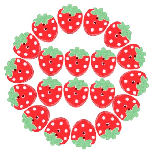 EPIGEIST 50 Stck Erdbeer Holzknöpfe Doppelloch Nähknöpfe DIY Bastelknöpfe für Kinderbekleidung Praktische Schöne Holzknöpfe für Kreative Designs und Dekorationen von EPIGEIST