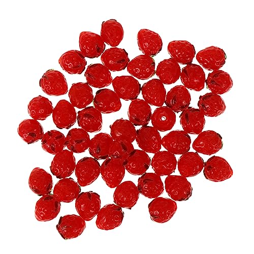 EPIGEIST 50 Stück Kristall -Erdbeerperlen Erdbeer-Schmuckperlen rote Beerenstiele Schlüssel Spacer Erdbeeranhänger für die Schmuckherstellung Erdbeerperlen-Set Glas von EPIGEIST