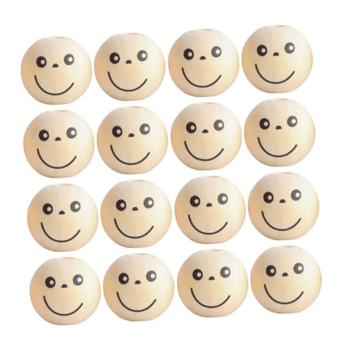 EPIGEIST 50 Stück Teiliges Smile Face Holzperlen Glatte Oberfläche Langlebige DIY Bastelperlen für Schmuckherstellung Armbänder Anhänger Naturfarbene Spacer Charms für Kreative von EPIGEIST