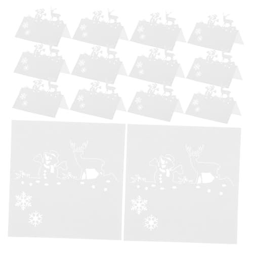 EPIGEIST 50 Stück Weihnachts Tischkarten aus Papier mit Filigranen Schneemann und Rentier Motiven Praktische Platzkarten Zeltform für Festliche Tischdekoration bei Weihnachtsfeiern und von EPIGEIST