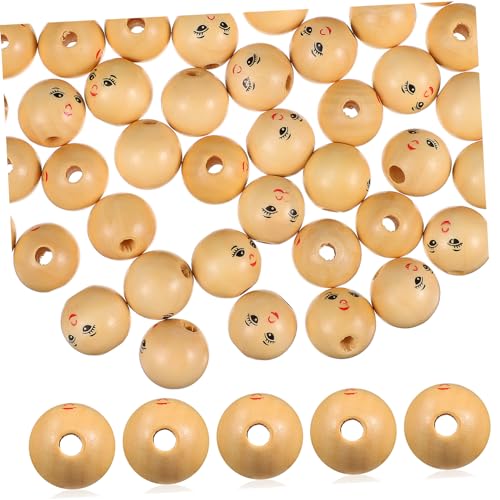 EPIGEIST 50Stücke Runde Holzperlen mit Lächelndem Gesicht Bastelperlen für DIY Schmuckherstellung Natürliche Holzkugeln für Armbänder Schlüsselanhänger EPIGEIST 50Stücke Runde Holzperlen mit Lächelndem Gesicht Bastelperlen für DIY Schmuckherstellung Natürliche Holzkugeln für Armbänder Schlüsselanhänger von EPIGEIST