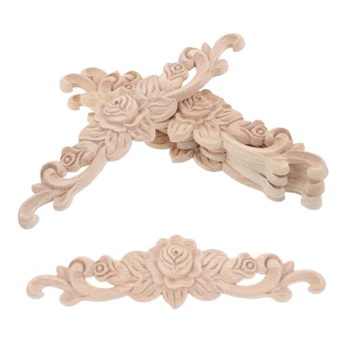 EPIGEIST 5pcs Dekorative Holzblumengeschnitzte Applikationen Zentrum Onlades DIY von EPIGEIST