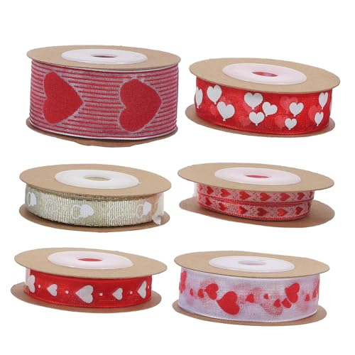 EPIGEIST 6 Rollen Liebe Herzmotiv Geschenkband Glatte Oberfläche Reißfest Vielseitig für Valentinstag Geschenkverpackung Partydeko DIY Basteln Hochzeit Muttertag von EPIGEIST