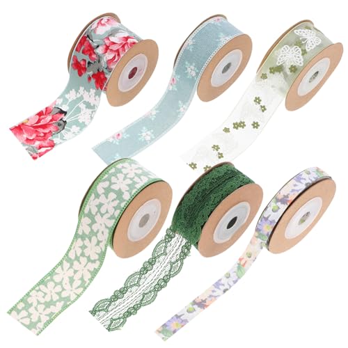 EPIGEIST 6 Rollen Spitzen Geschenkband Vielseitiges Dekorationsband für Diy Blumensträuße Party und Festival Verpackung Schneidbar Leicht für Geschenkverpackung und Bastelarbeiten von EPIGEIST