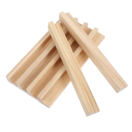 EPIGEIST 6 Stück Englische Alphabetbasis Briefablagen für Lebensmittel Domino-Halter Dominoständer aus Holz Zubehör für Brettspiele Domino-Zubehör Fliesenhalter Kiefernholz Beige von EPIGEIST