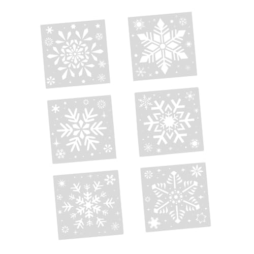 EPIGEIST 6 Stück Malvorlage Scrapbooking wiederverwendbar Malerei Schneeflocke-Vorlage Weihnachten Schneeflocken-Vorlagen hohle weihnachtsvorlagen Schneeflocken-Malform DIY-Vorlagen pp Weiß von EPIGEIST