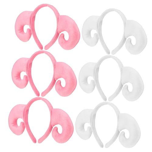 EPIGEIST 6 Stück Plüsch Schaf Hörner Haarreif Niedliches Tier Stirnband mit Hörnern Leichtes Flexibles Kopfband für Erwachsene für Halloween Cosplay und Party Accessoire von EPIGEIST