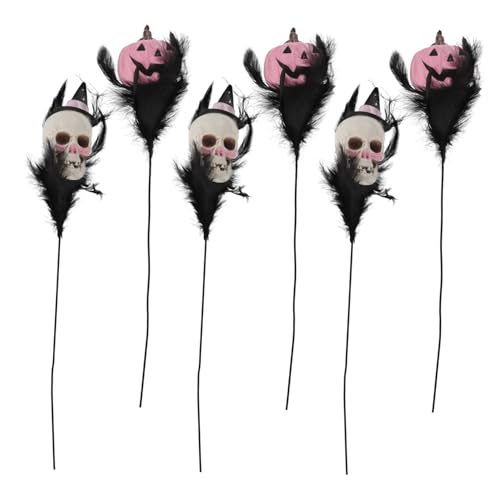 EPIGEIST 6 Stück Teiliges Halloween-DIY-blumenstrauß Schwarzen Federkürbissen und Totenköpfen Gruselige Blumendeko für Party Spukhaus Vielseitige Tischdekoration von EPIGEIST