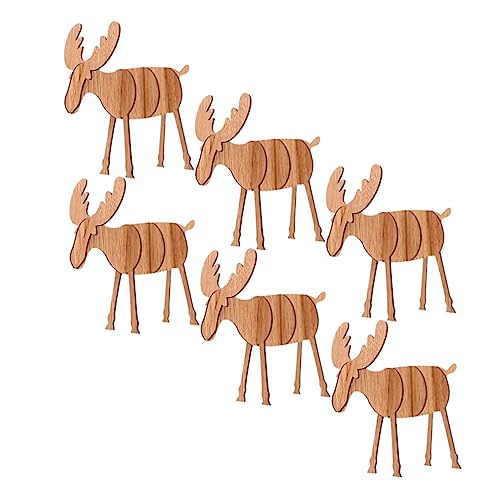 EPIGEIST 6 Stück Teiliges Holz Elch DIY Bastelset Weihnachtsdeko Hochwertigem Material Kindersicheres Montagespielzeug mit Glatten Kanten Kreative Bastelfigur für Festliche von EPIGEIST