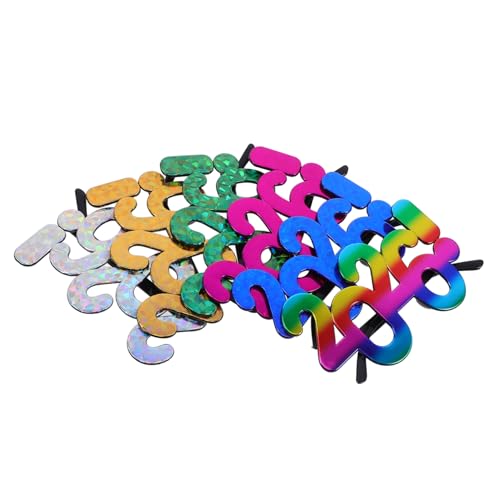 EPIGEIST 6 Stück Teiliges Partybrillen mit Buntem Metallic Finish Witzige Zahlen Sonnenbrillen als Foto Requisiten für Silvester Abschlussfeiern und Festliche Events von EPIGEIST