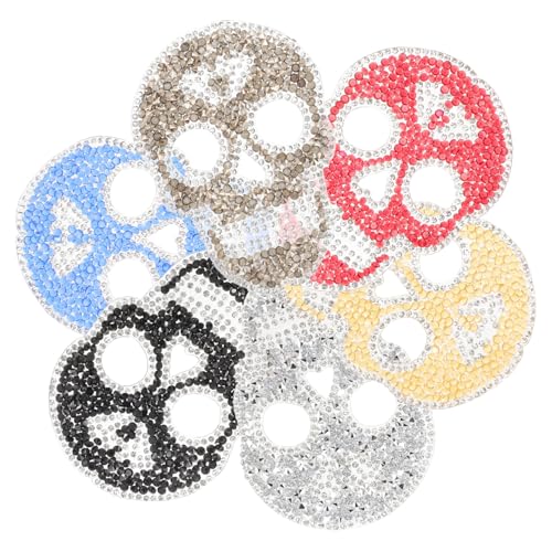 EPIGEIST 6 Stück Teiliges Schädel Strass Aufnäher zum Aufbügeln und Nähen Vielseitige Dekorative Patches für Kleidung Jeans Taschen DIY Reparaturflicken Hitzeaktivierbarer Kleber Farblich von EPIGEIST
