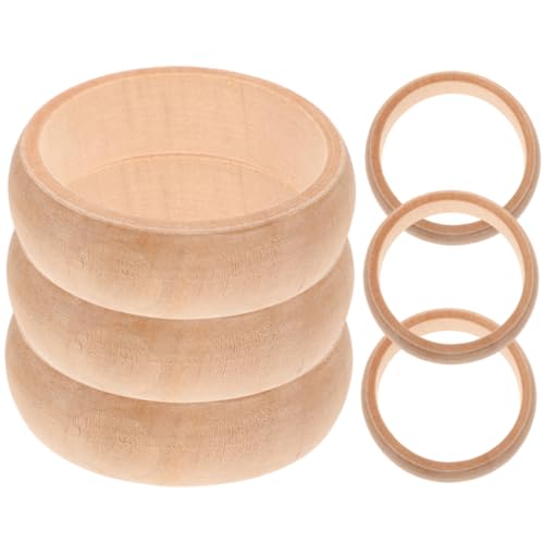 EPIGEIST 6 Stück Teiliges Unbemalter Holzringe für DIY Bastelprojekte Glatte Oberfläche Natürliche Holzarmbänder zum Bemalen Vielseitig für Kinderhandwerk und Modische Armbänder Geeignet von EPIGEIST