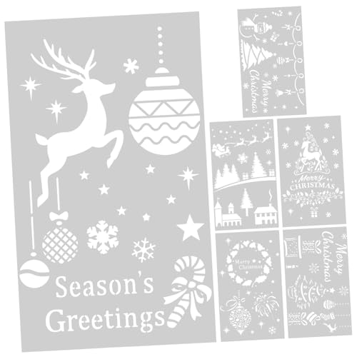 EPIGEIST 6 Stück Teiliges Weihnachten Malschablonen aus Robustem Pet Wiederverwendbare Farbschablonen für Wand Stoff Holz DIY Bastelvorlagen für Scrapbooking Grußkarten Möbelgestaltung von EPIGEIST